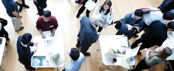 People interacting in the Schulich Marketplace