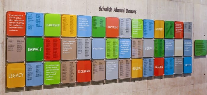 Schulich Alumni Donor Wall Photo
