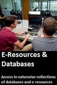 E-Resources and Databases. Access to extensive collections of databases and e-resources button.