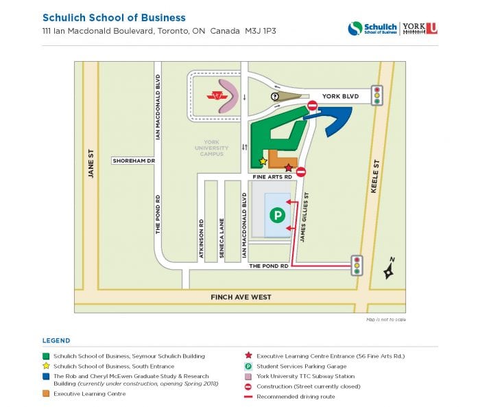Map to Schulich School of Business