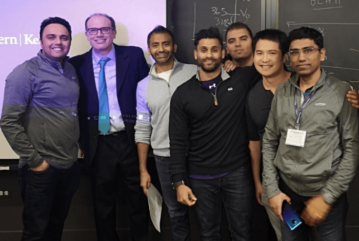 Tarun with classmates in Evanston