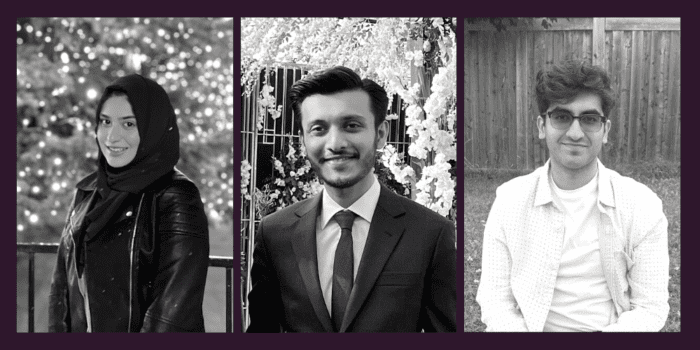 Left to right: Lena Baber, Syed Asad, and Hudaifa Ahmad