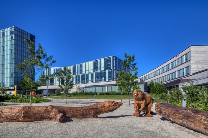 Marman and Borins’ “Busy Beaver” has been installed in the Courtyard of the McEwen Building – Photo by Steven Evans