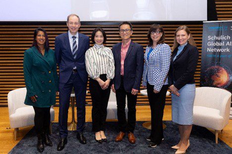 From left to right: Roshni Wijayasinha (MBA ’09), CONNECT Co-Chair; Dean Detlev Zwick; Eva Lau; Allen Lau; Pam Laycock (MBA ’89), CONNECT Co-Chair; and Christina Niederwanger, Executive Director, Advancement and Alumni Engagement.