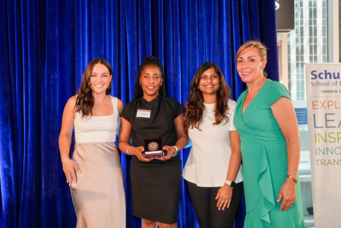  Outstanding New Recruitment Partner - Questrade. From left to right: Jenessa Babcock, Angela Mpala, Nicole Ferreira, and Diana Caradonna
