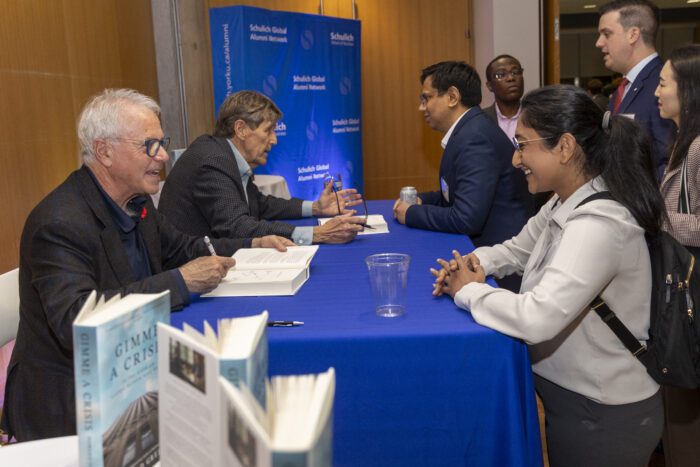 Student getting her book signed