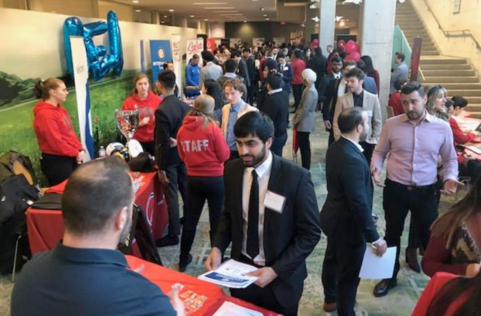 students at sports fair