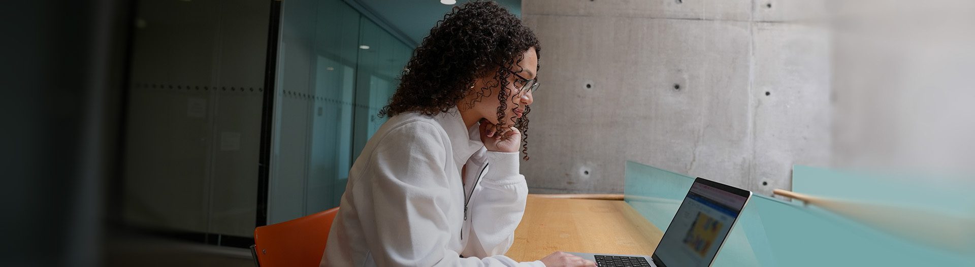 Student working on laptop
