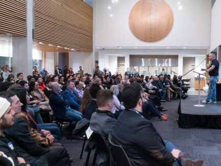 Uri Levine addresses the Schulich community in his keynote.